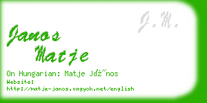 janos matje business card